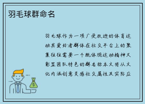 羽毛球群命名